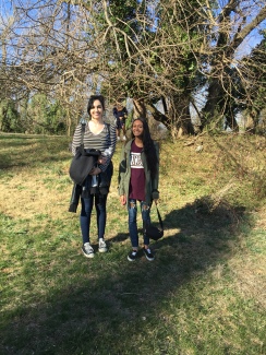 On a nice day the class went up to formerly known the beach but found a little groundhog friend so renamed the area Groundhog Hill. Ariefa and Aranya just finished working on two trees each and Nicky is in the back finishing up his.